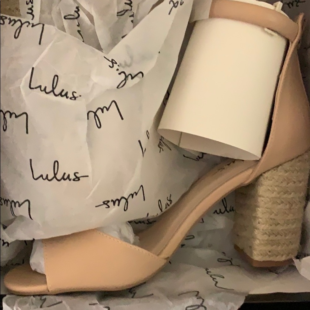 Lulu’s nude sidecar cutie jute heel sandals